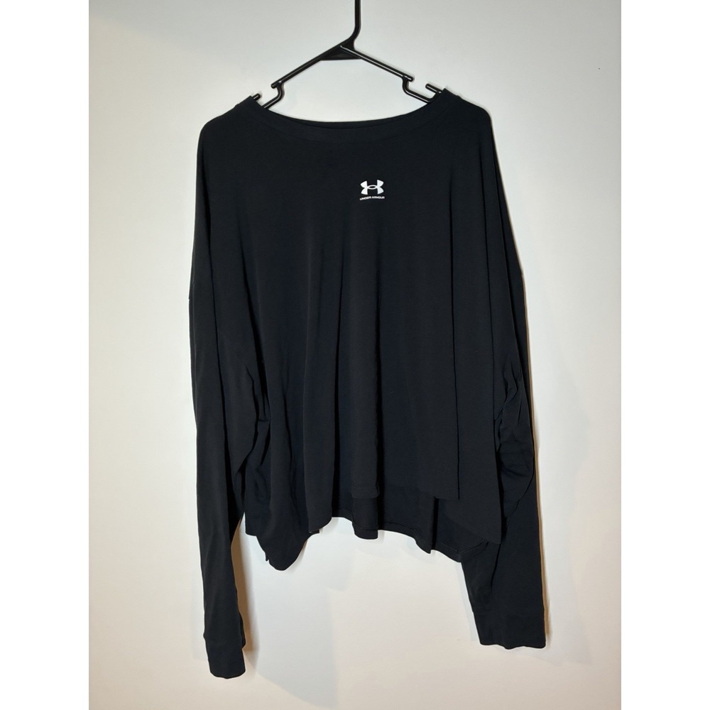Women's black Under Armour Rival Boxy long-sleeve cropped, oversized Shirt 3X
